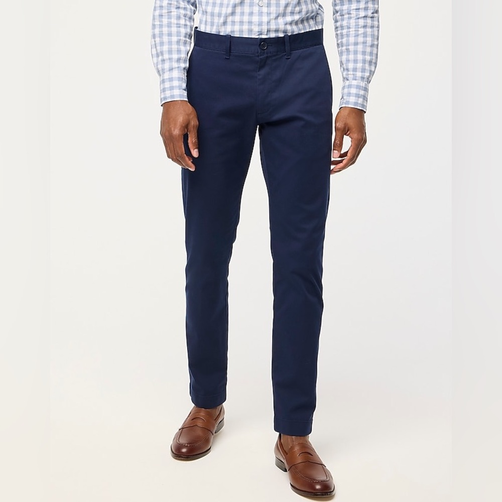 J.CREW FACTORY SLIM-FIT CHINO PANTS - NAVY SIZE 33 WAIST 30 LENGTH (PREOWNED)